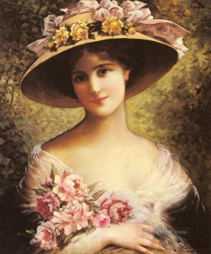 The Fancy Bonnet girl Emile Vernon Oil Paintings